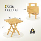 Patio Folding Side Table with X-shaped Legs and Slatted Tabletop