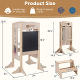 Foldable Toddler Step Stool Wooden Kitchen Standing Tower with 2-Step Stool