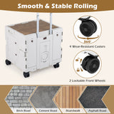 Foldable Utility Cart on 4 Rotate Wheels with Cup Holder