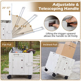 Foldable Utility Cart on 4 Rotate Wheels with Cup Holder