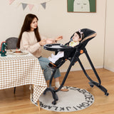 Folding Baby Dining High Chair with Adjustable Height and Recline