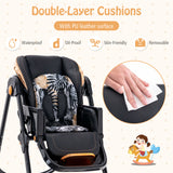 Folding Baby Dining High Chair with Adjustable Height and Recline
