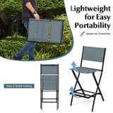 Folding Bar Stools Set of 2 Backrest Humanized Footrest-Blue