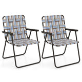 2 Pieces Folding Beach Chair Camping Lawn Webbing Chair