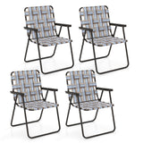 2 Pieces Folding Beach Chair Camping Lawn Webbing Chair