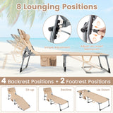 Folding Beach Lounge Chair with Pillow for Outdoor