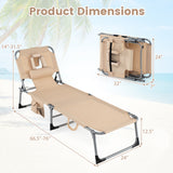 Folding Beach Lounge Chair with Pillow for Outdoor