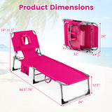 Folding Beach Lounge Chair with Pillow for Outdoor