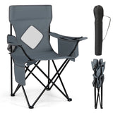 Folding Camping Chair with Mesh Fabric Backrest Solid Metal Frame and Carrying Bag