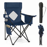 Folding Camping Chair with Mesh Fabric Backrest Solid Metal Frame and Carrying Bag