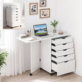 Folding Desk with Storage Drawers and Wheels for Dorms Apartments