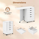 Folding Desk with Storage Drawers and Wheels for Dorms Apartments