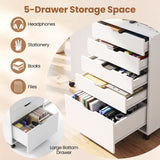 Folding Desk with Storage Drawers and Wheels for Dorms Apartments