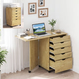 Folding Desk with Storage Drawers and Wheels for Dorms Apartments