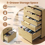 Folding Desk with Storage Drawers and Wheels for Dorms Apartments