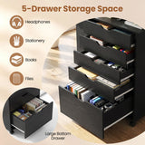 Folding Desk with Storage Drawers and Wheels for Dorms Apartments