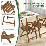 Folding Dining Chair Set of 2 with Rubber Wood Frame and Slatted Seat-Walnut