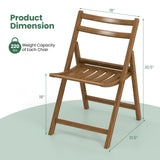Folding Dining Chair Set of 2 with Rubber Wood Frame and Slatted Seat-Walnut
