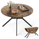 Folding Dining Table 47 Inch Extendable Round Kitchen Table with Drop Leaves
