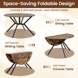 Folding Dining Table 47 Inch Extendable Round Kitchen Table with Drop Leaves