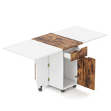 Folding Dining Table 3-in-1 Space-Saving Drop Leaf Kitchen Table with Lockable Wheels