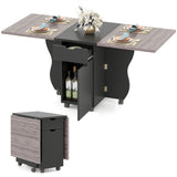 Folding Dining Table 3-in-1 Space-Saving Drop Leaf Kitchen Table with Lockable Wheels