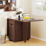 Folding Dining Table 3-in-1 Space-Saving Drop Leaf Kitchen Table with Lockable Wheels
