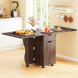 Folding Dining Table 3-in-1 Space-Saving Drop Leaf Kitchen Table with Lockable Wheels