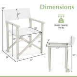 Folding Director Chair with Acacia Wood Frame and Machine Washable Oxford Fabric-Off White