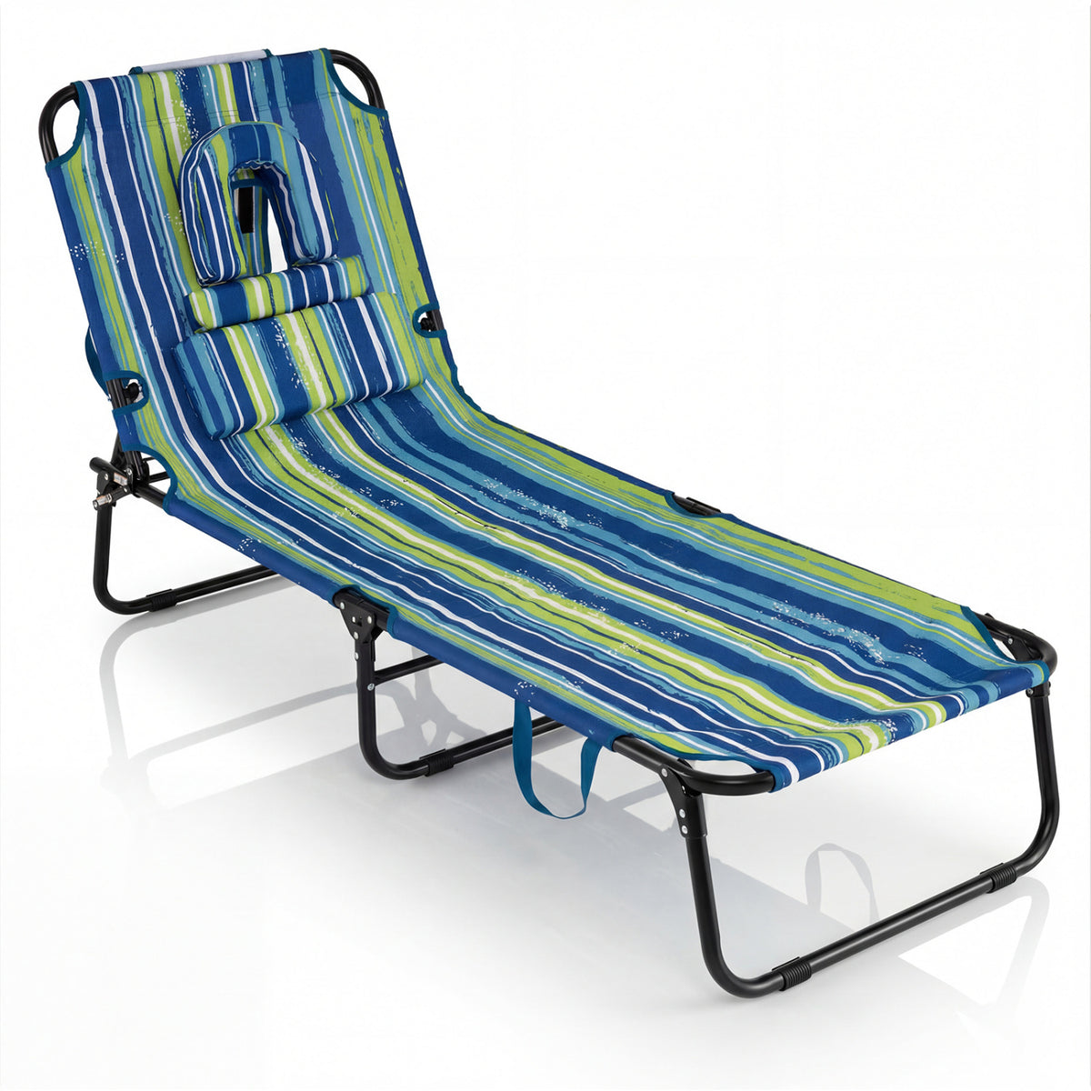 Folding Face Down Tanning Chair with Face Hole 3 Removable Pillows