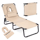 Folding Face Down Tanning Chair with Face Hole 3 Removable Pillows