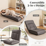 Folding Floor Chair Convertible Lazy Chair with 14-Poistion Adjustable Backrest
