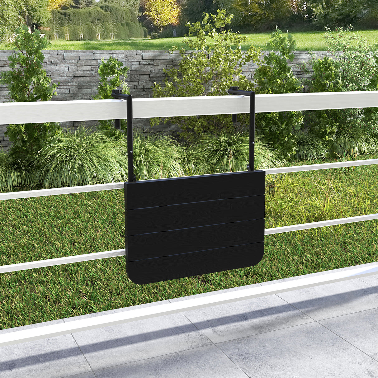 Folding Hanging Table with 3-Level Adjustable Height for Patio Balcony