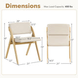 Set of 2 Folding Kitchen Dining Chairs with Rubber Wood Legs-Natural