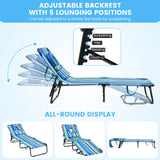Beach Chaise Lounge Chair with Face Hole and Removable Pillow