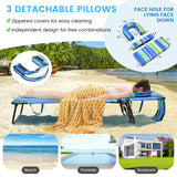 Beach Chaise Lounge Chair with Face Hole and Removable Pillow