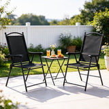 Folding Patio Chairs Set of 4 Outdoor Lawn Deck Seats with Armrests High Back-Black