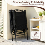 Folding Patio Chairs Set of 4 Outdoor Lawn Deck Seats with Armrests High Back-Black
