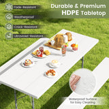 Folding Picnic Table Set with Metal Frame and All-Weather HDPE Tabletop  Umbrella Hole