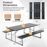Folding Picnic Table Set with Metal Frame and All-Weather HDPE Tabletop  Umbrella Hole