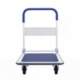 Folding Platform Hand Truck with 4 Wheels & Collapsible Bed for Moving Warehouse-Blue