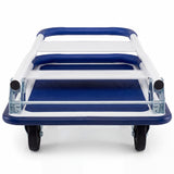 Folding Platform Hand Truck with Collapsible Bed & 4 Wheels for Moving Warehouse-Blue