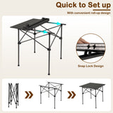 Folding Roll-up Camping Table with Metal Legs
