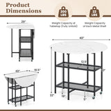 Folding Round Dining Table with Lockable Wheels