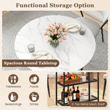 Folding Round Dining Table with Lockable Wheels