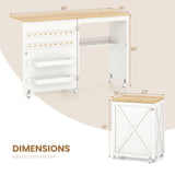Folding Sewing Table with Storage Shelf and 5 Lockable Wheels