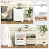 Folding Sewing Table with Storage Shelf and 5 Lockable Wheels