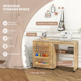 Folding Sewing Table with Storage Shelf and 5 Lockable Wheels