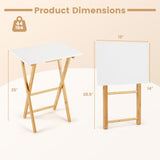 Folding TV Tray Tables Set of 2 for Small Spaces Bedroom and Living Room-White