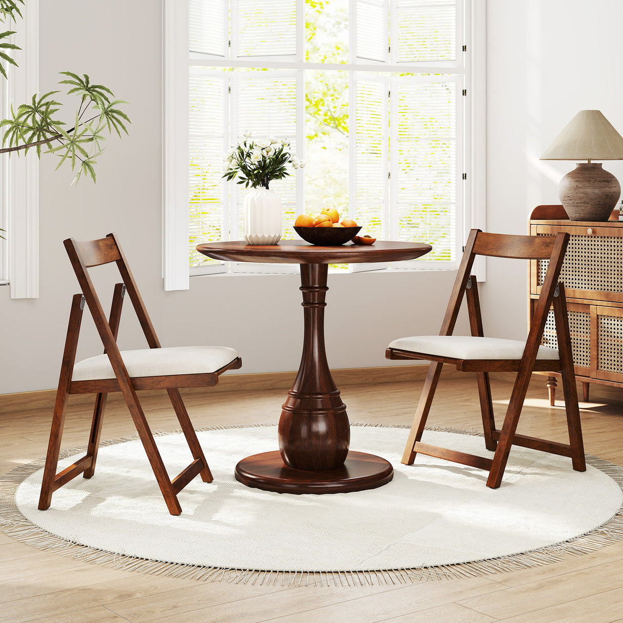 Folding Upholstered Dining Chair Set of 4 with Curved Backrest